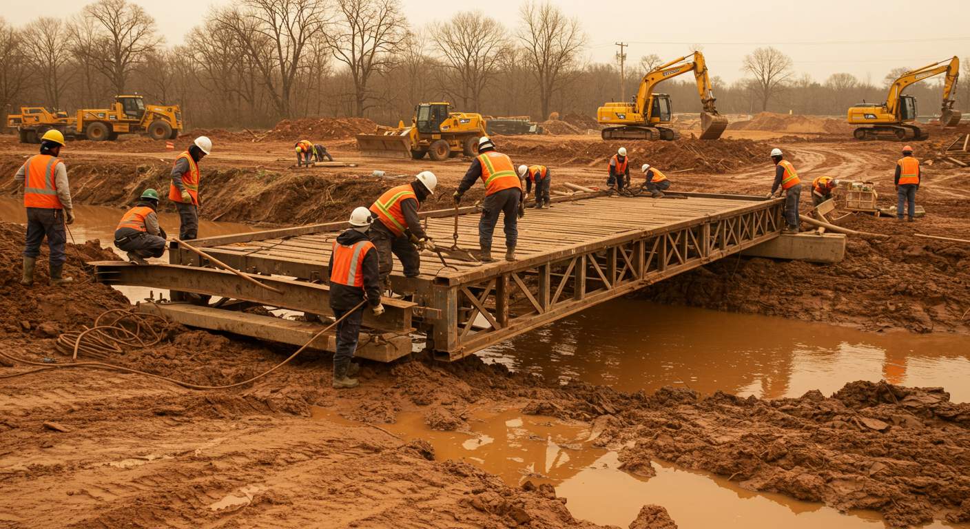 Демонтаж временных металлических мостов