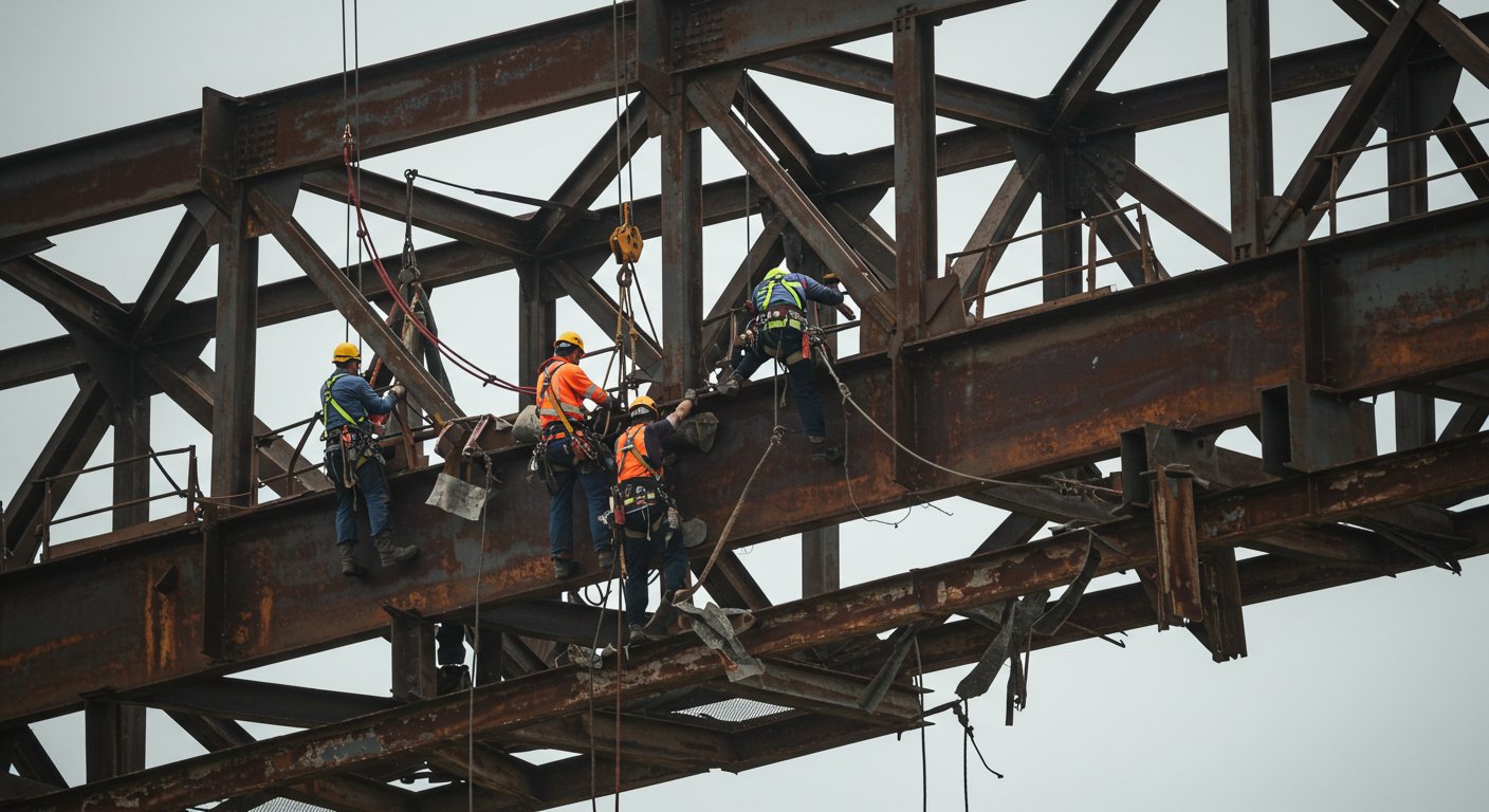 Демонтаж металлоконструкций на высоте