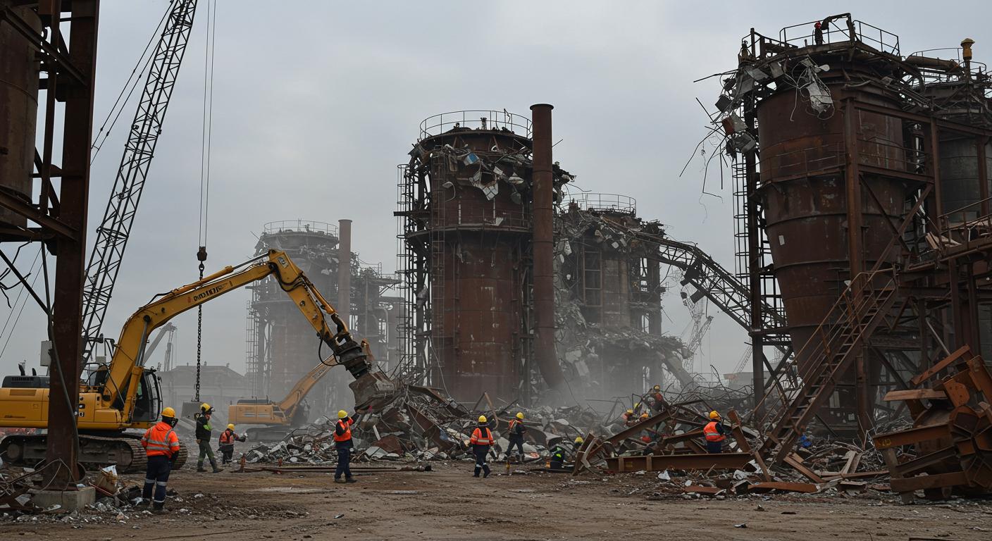 Демонтаж металлоконструкций на промышленной площадке