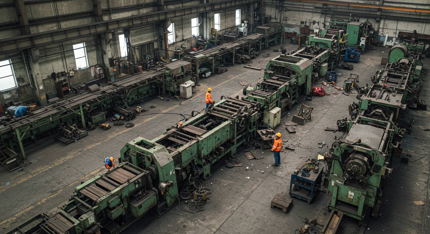 Демонтаж старых металлических производственных линий