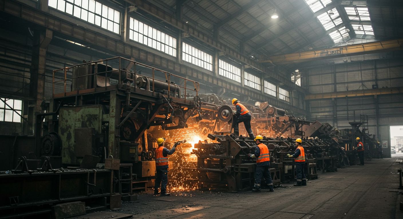 Демонтаж старых металлических производственных линий Демонтаж старых металлических производственных линий