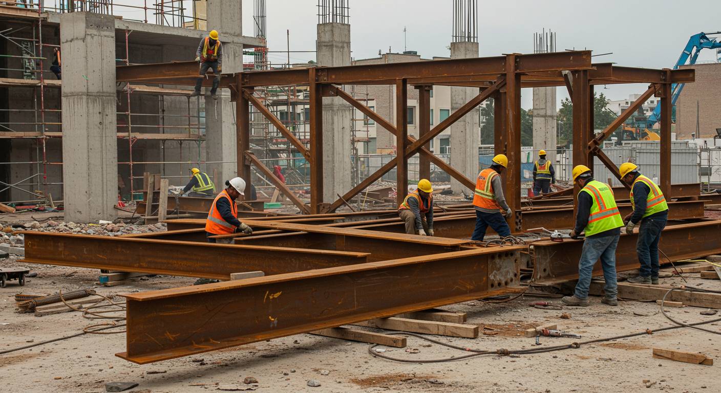 Разборка металлической опоры с краном