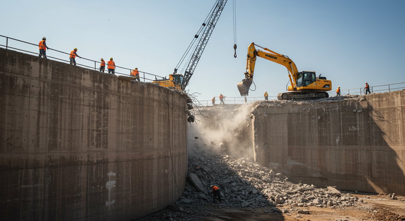 Демонтаж железобетонных резервуаров для водоснабжения