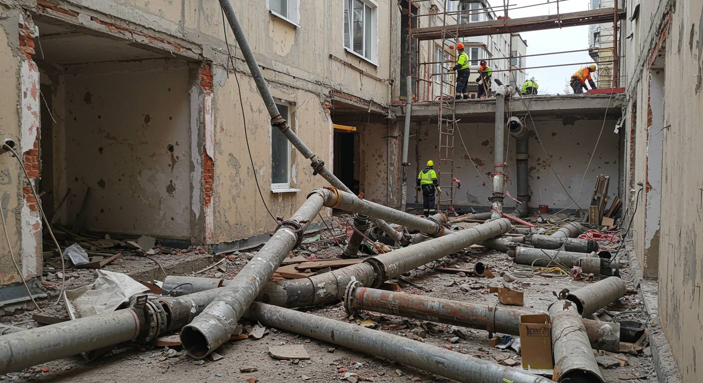 Демонтаж канализационных труб в жилых зданиях
