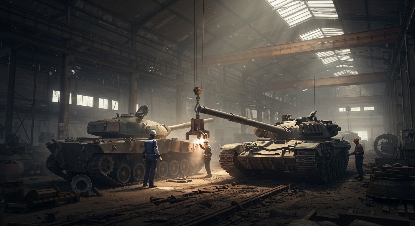 Демонтаж старого резервуара на заводе Демонтаж старого резервуара на заводе