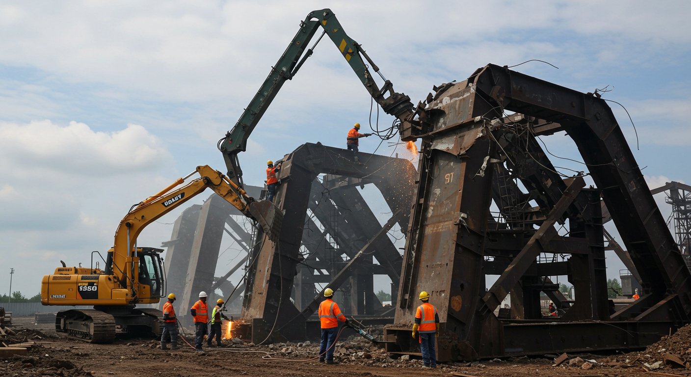Демонтаж черных металлических конструкций