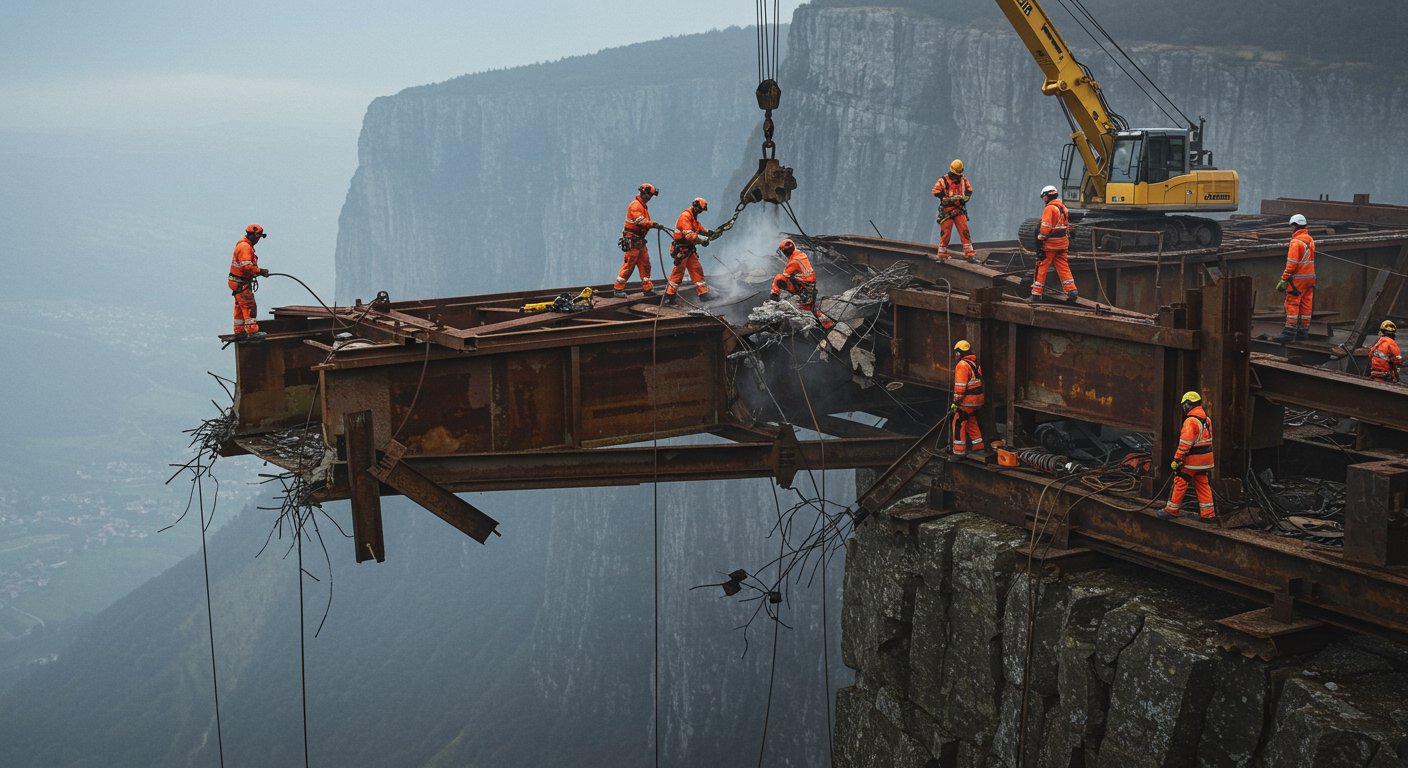 Демонтаж металлоконструкций в опасной зоне