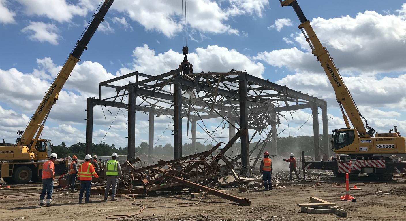 Демонтаж металлоконструкций с применением спецтехники