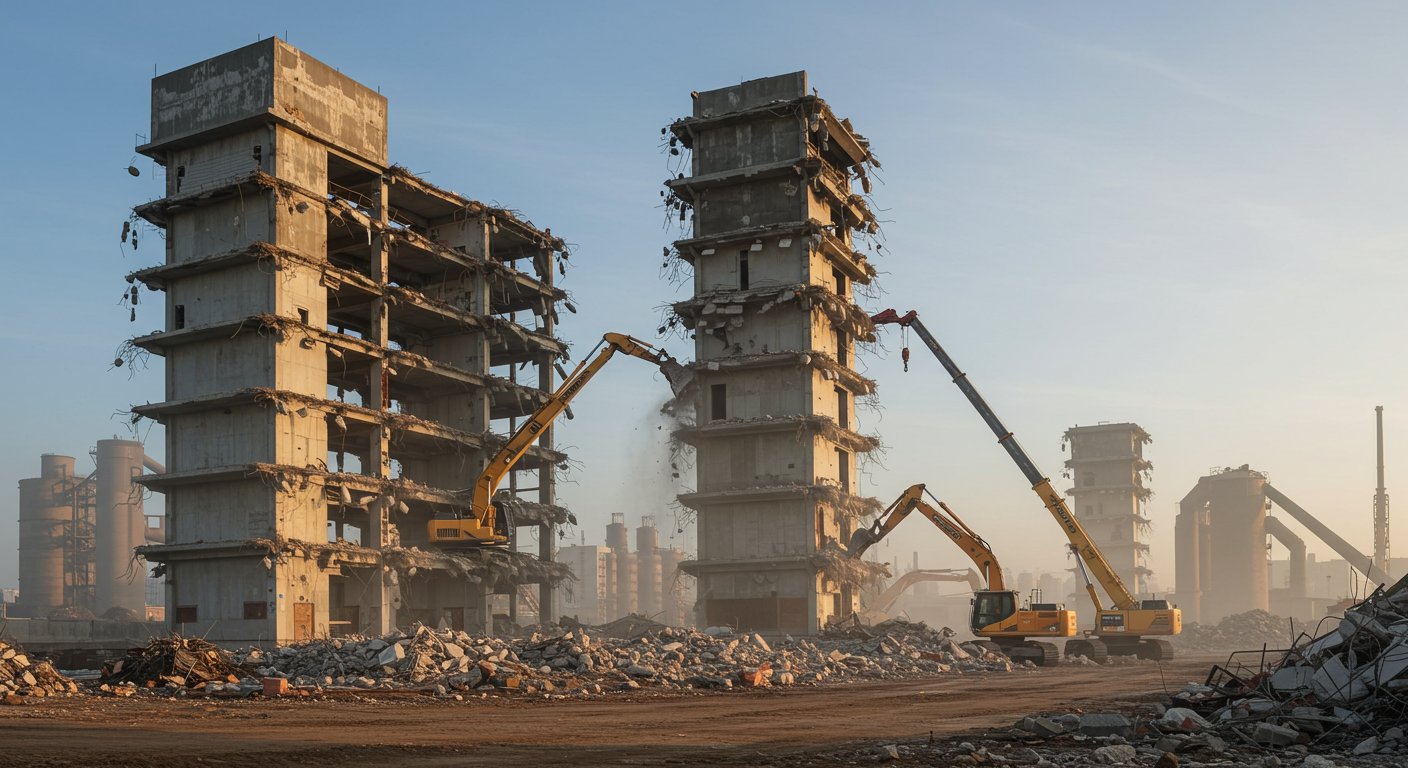Демонтаж железобетонной металлической вышки