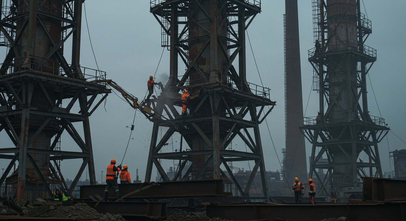 Демонтаж промышленных металлических вышек