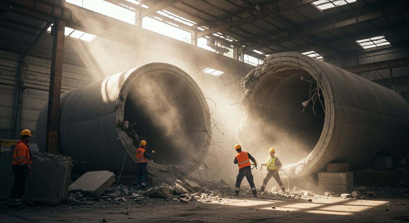 Демонтаж железобетонных вентиляционных труб
