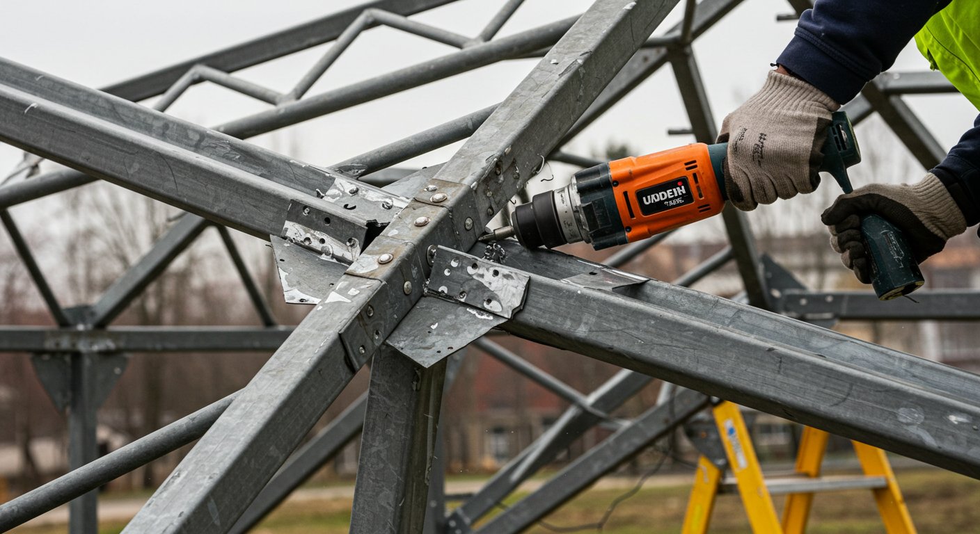 Разборка металлического каркасного павильона Разборка металлического каркасного павильона