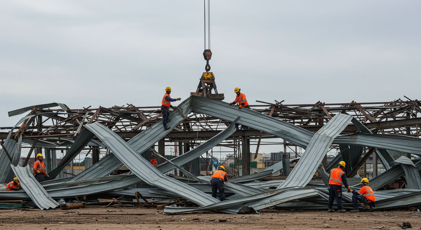Демонтаж металлической кровли Демонтаж металлической кровли