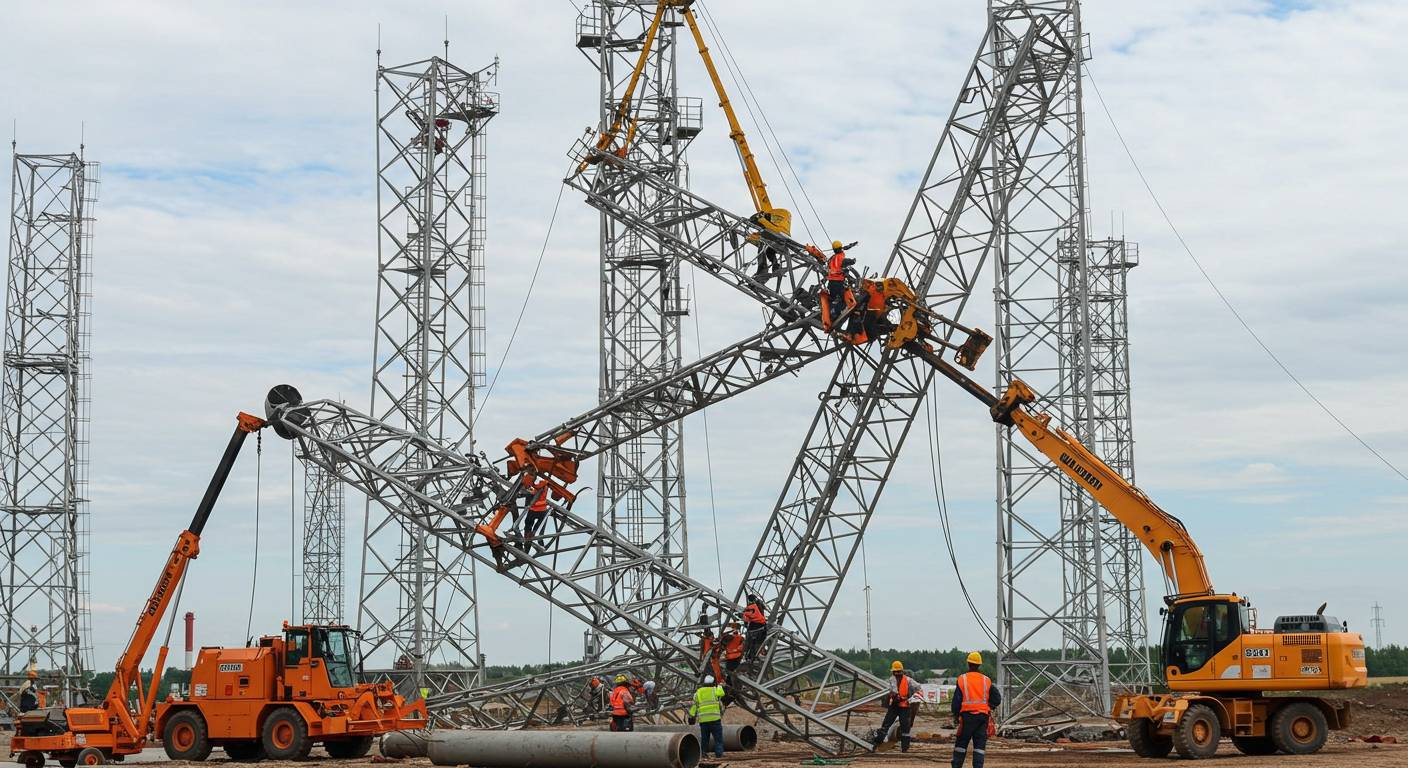 Демонтаж башенных алюминиевых вышек