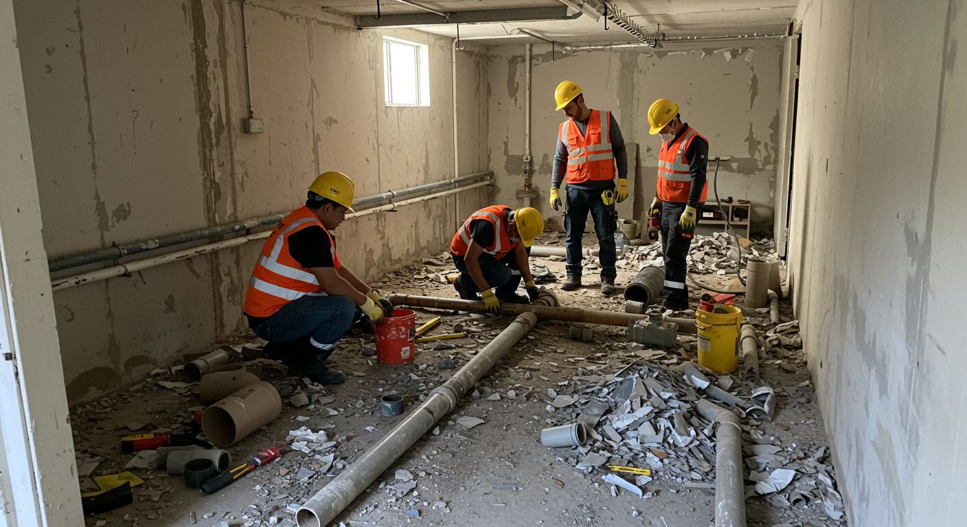 Демонтаж водопроводных труб в ЖКХ
