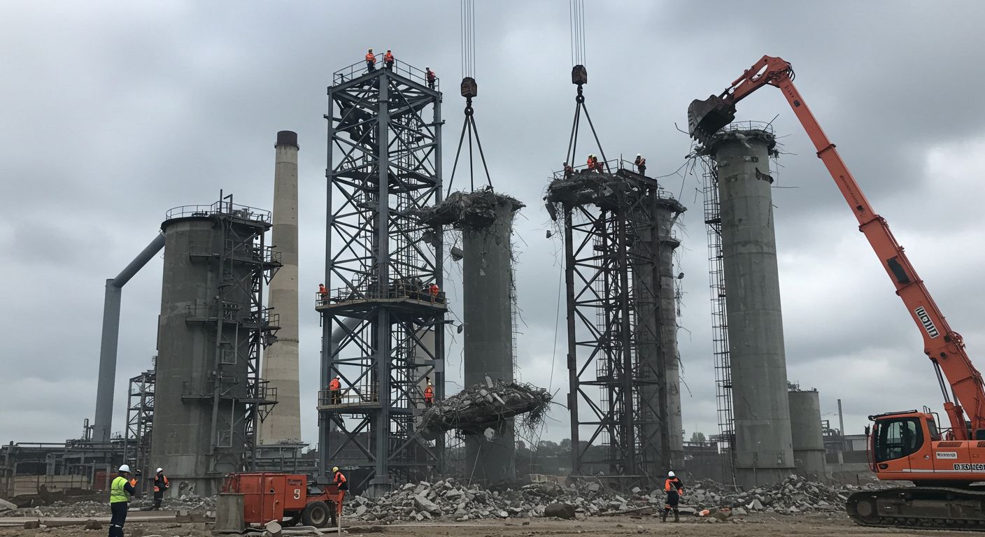 Демонтаж крупных промышленных вышек