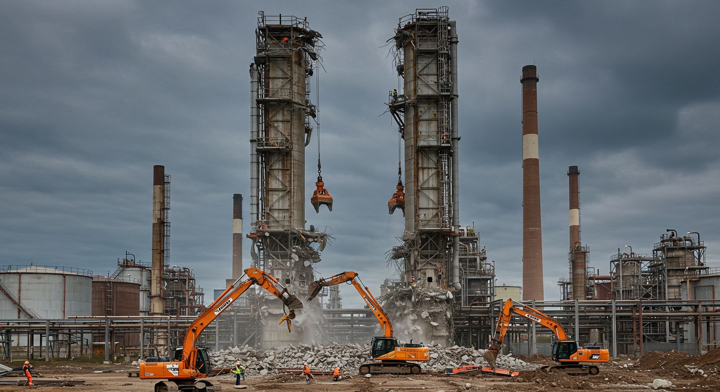 Демонтаж крупных промышленных вышек