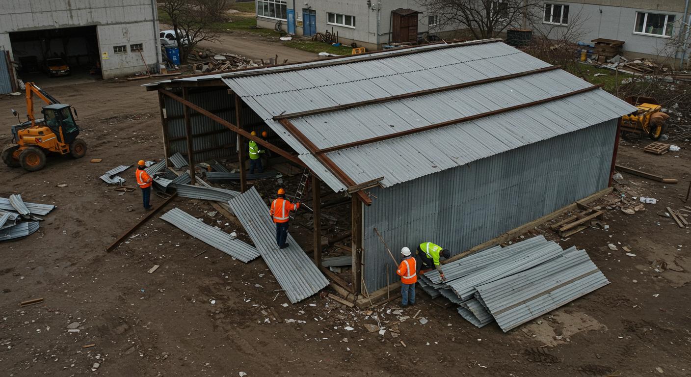Демонтаж склада из профнастила малой площади