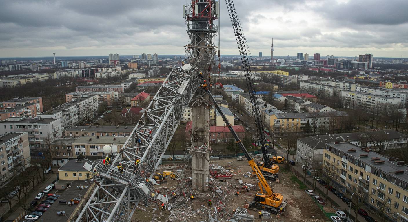 Демонтаж городских мачтовых вышек