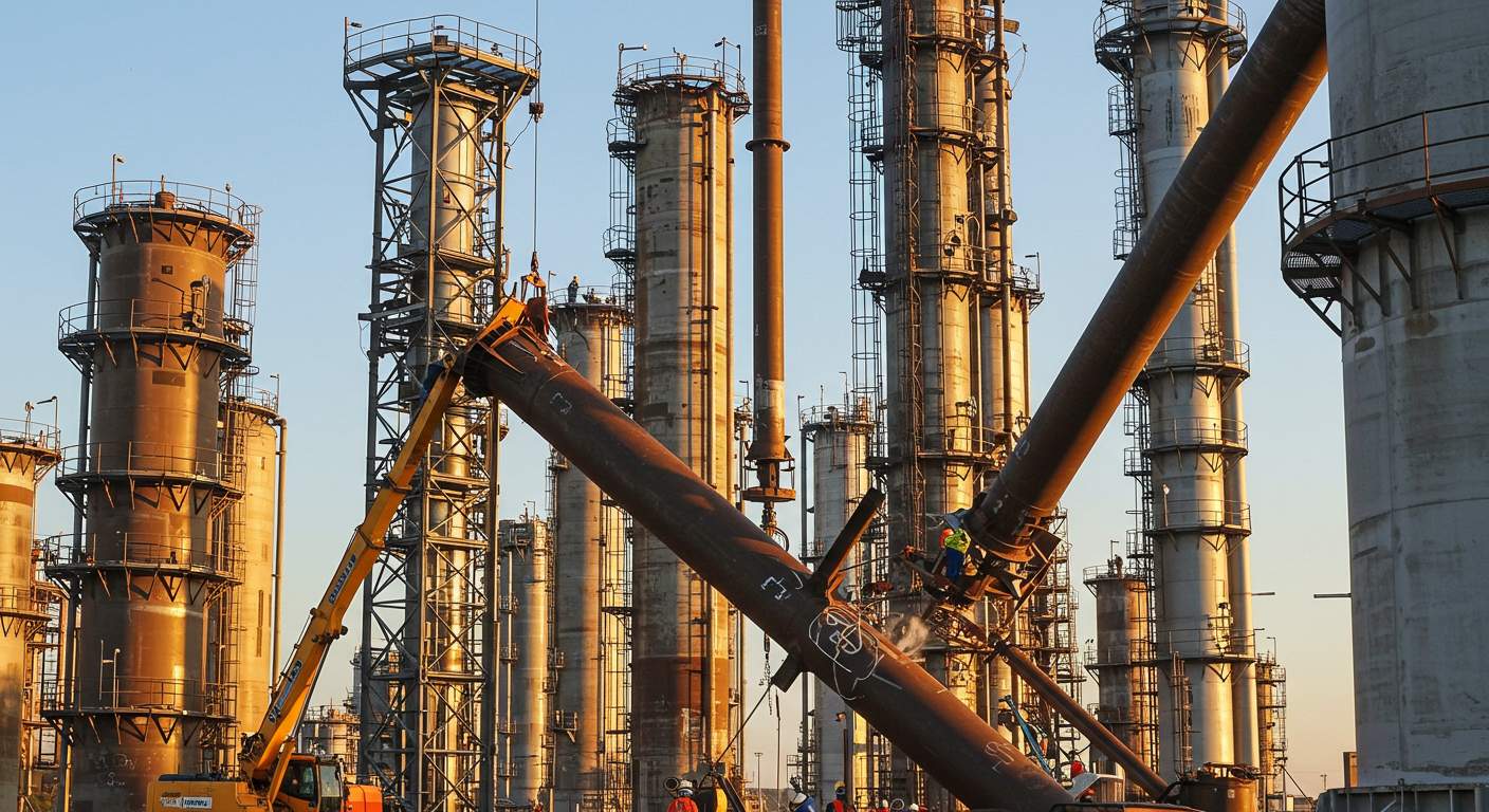 Демонтаж промышленных трубчатых вышек
