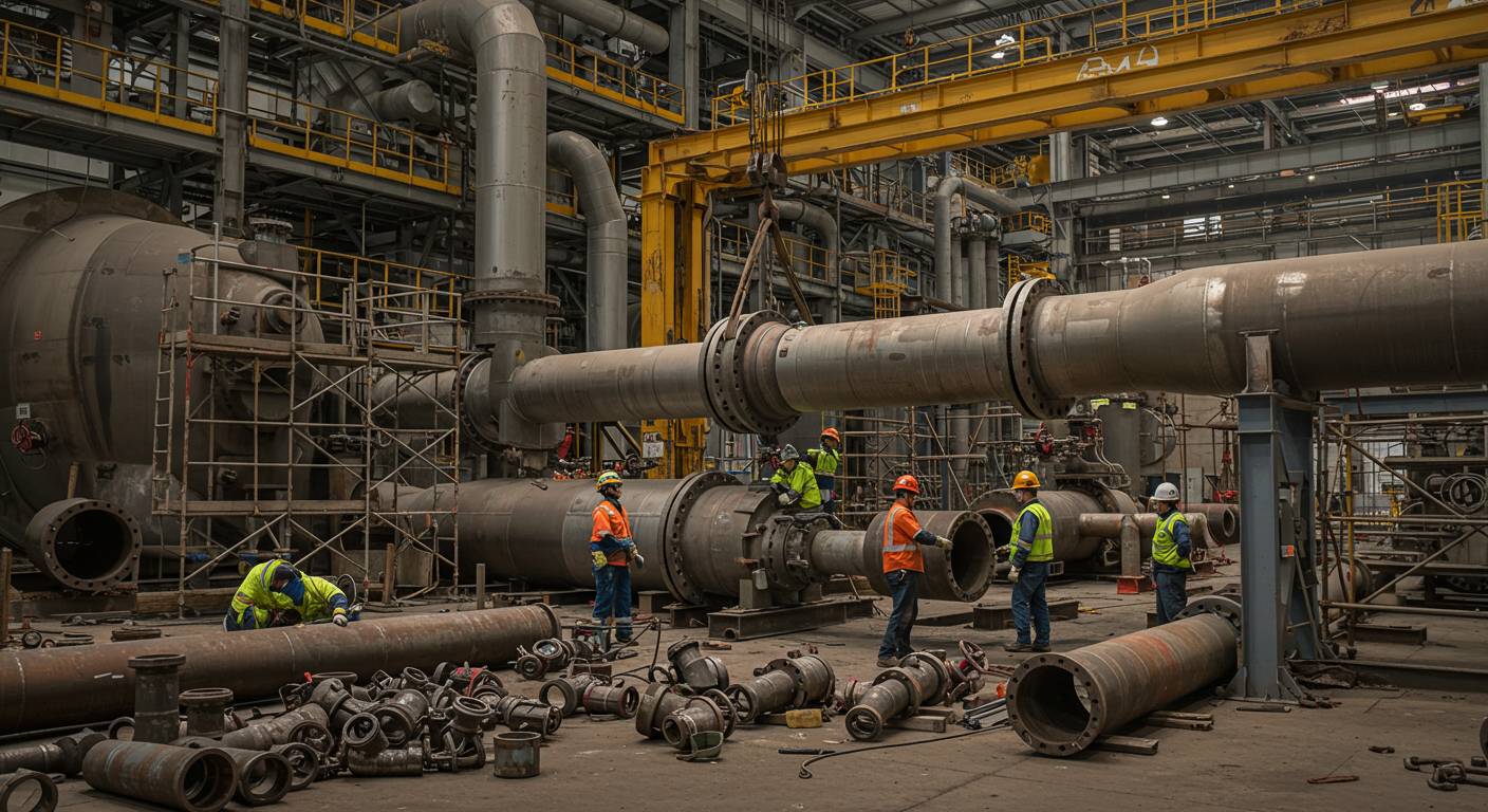 Демонтаж котельных труб на промышленном объекте