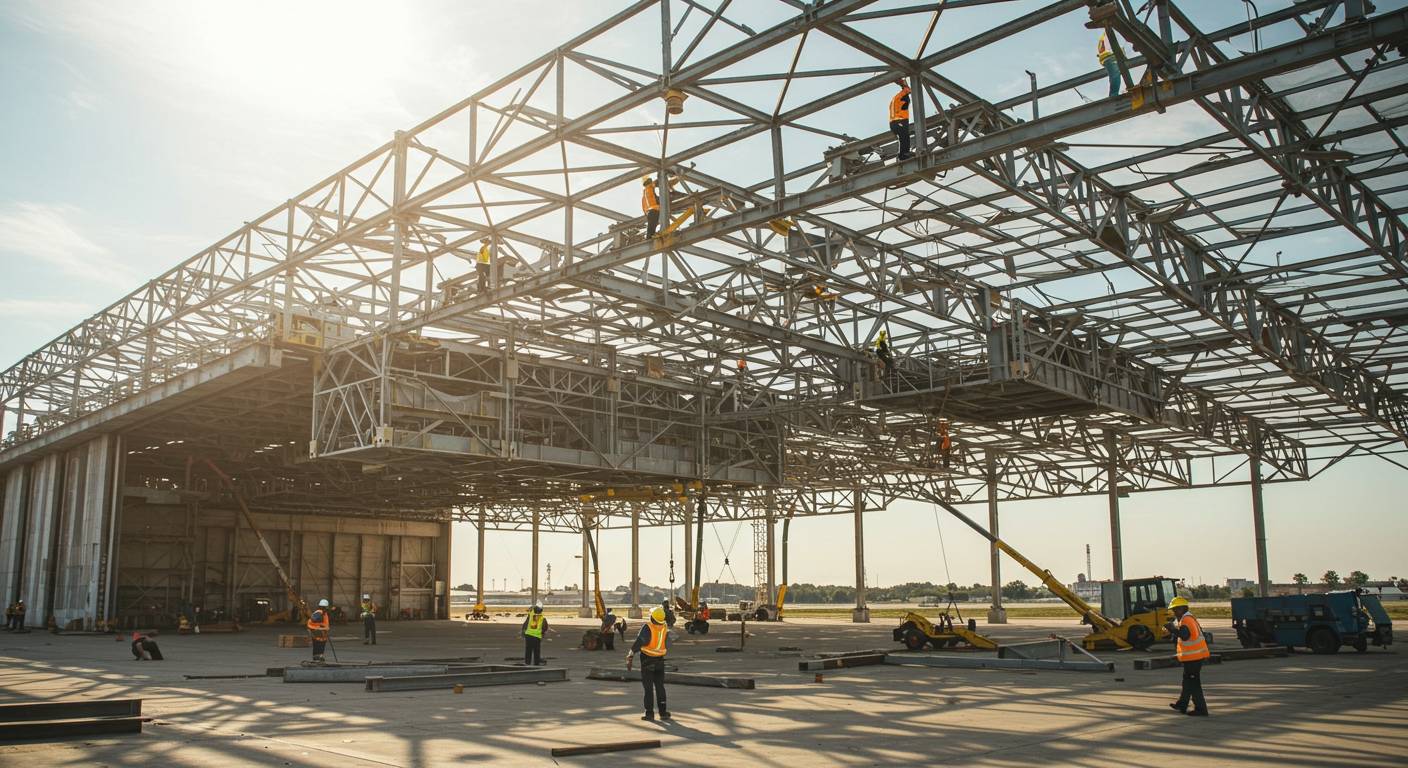 Демонтаж крупных модульных каркасных ангаров