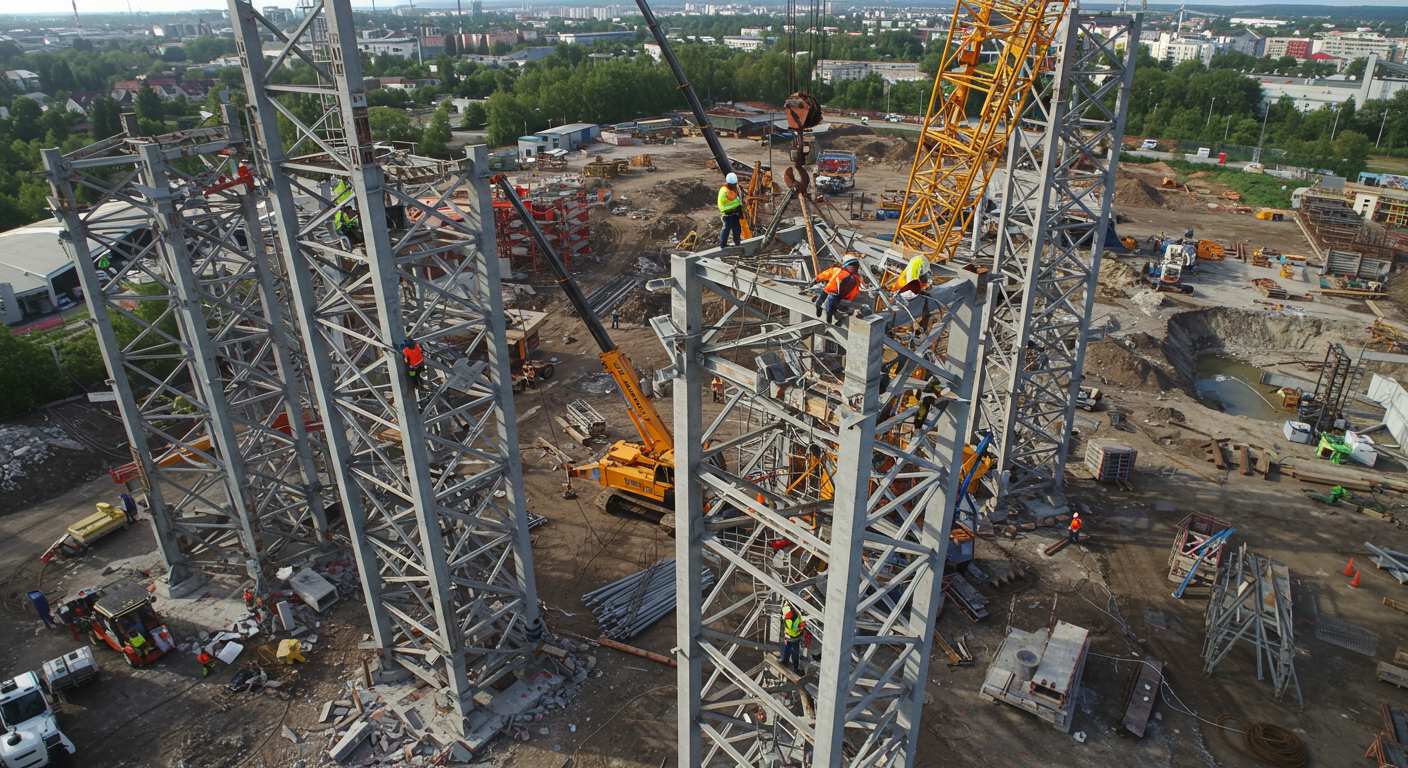 Демонтаж секционных вышек тяжелого класса
