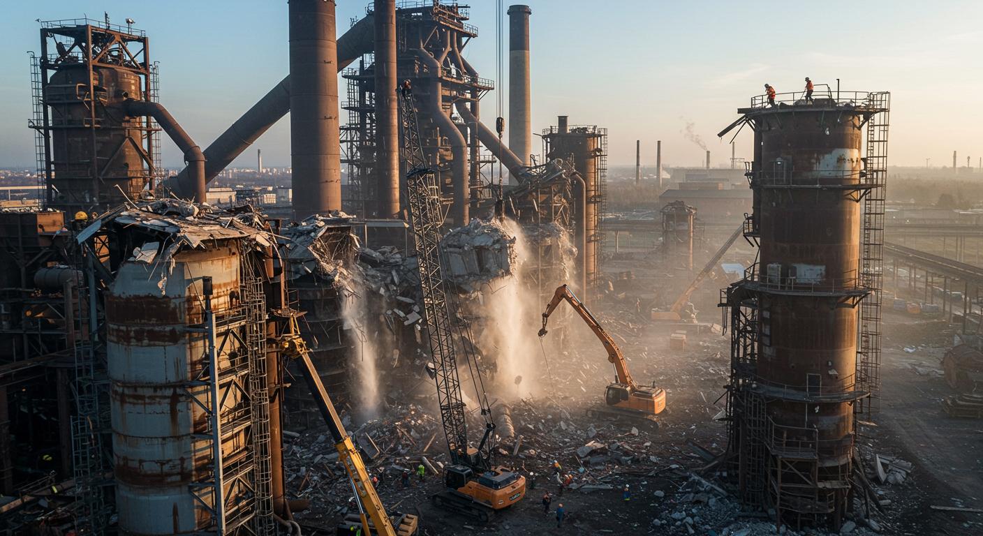Демонтаж промышленной вышки тяжелого класса