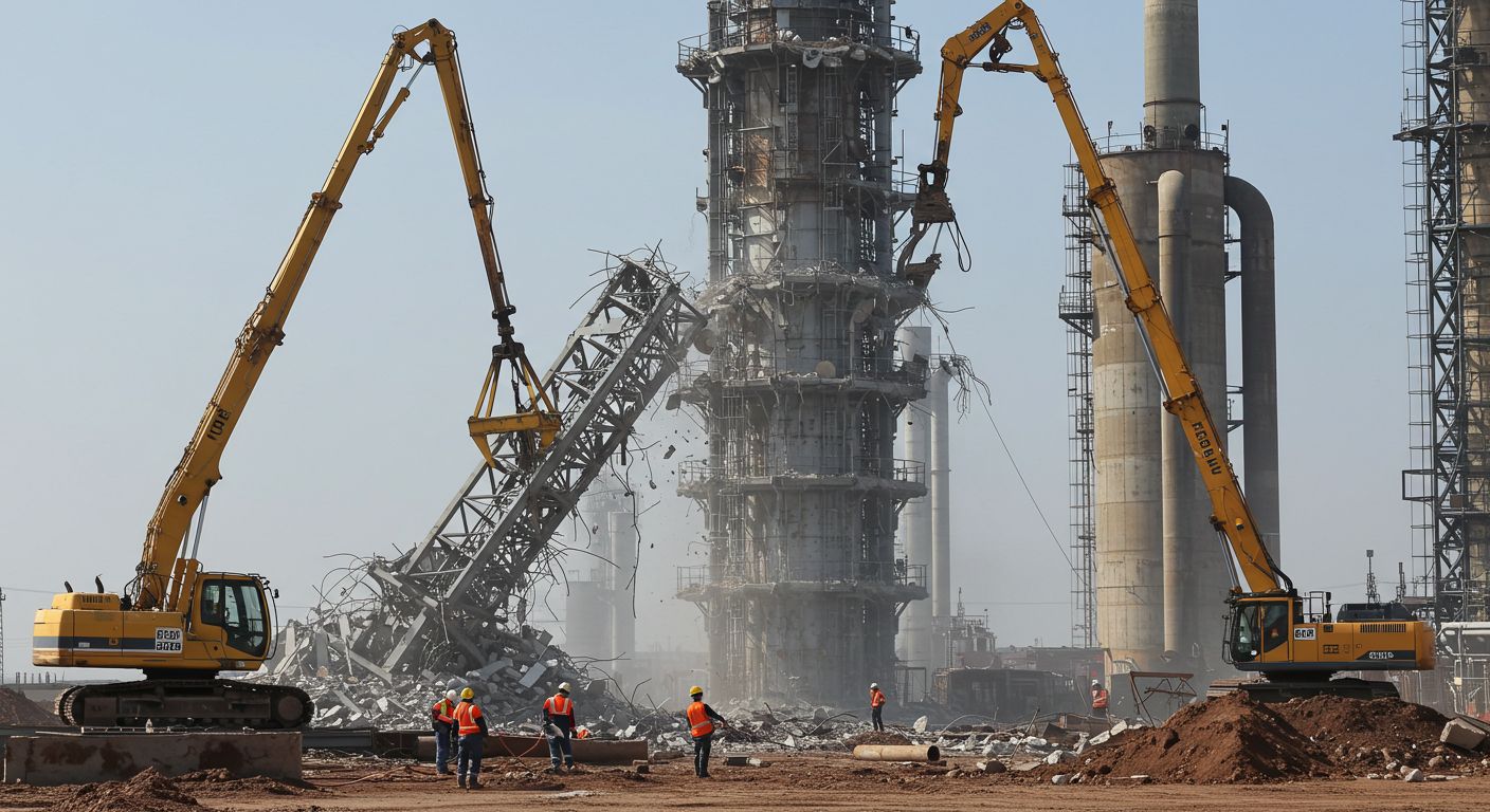 Демонтаж промышленной башенной вышки