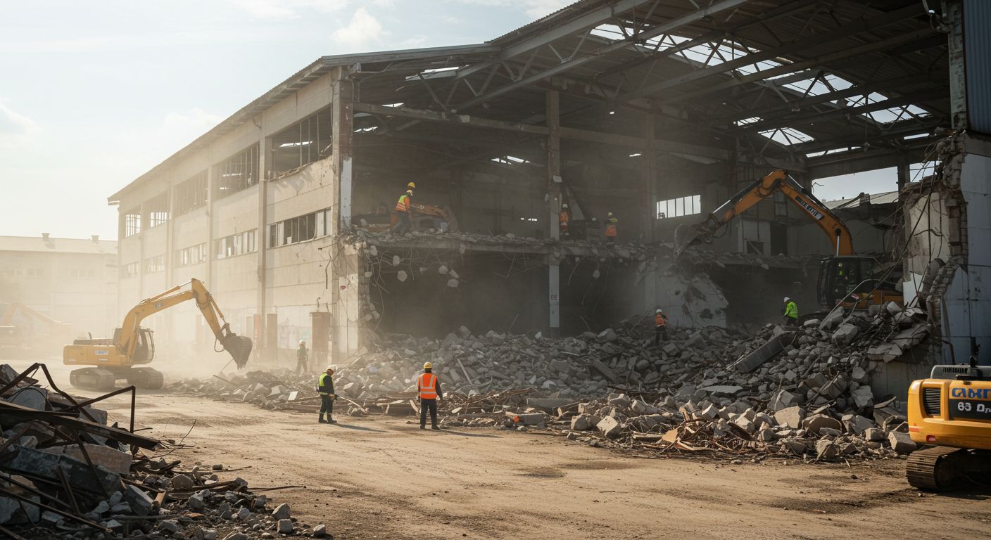 Демонтаж складов квадратной формы средней площади