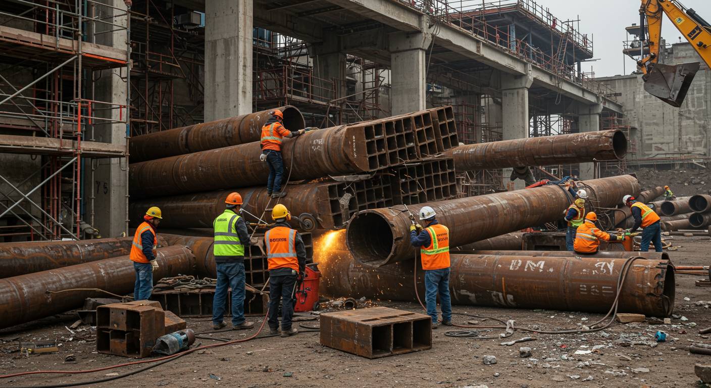 Демонтаж квадратных труб в строительных объектах