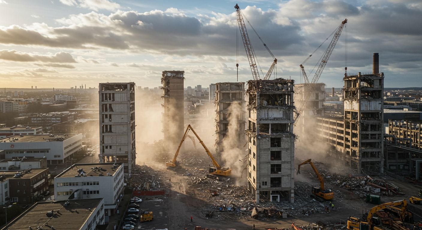 Демонтаж городской промышленной вышки