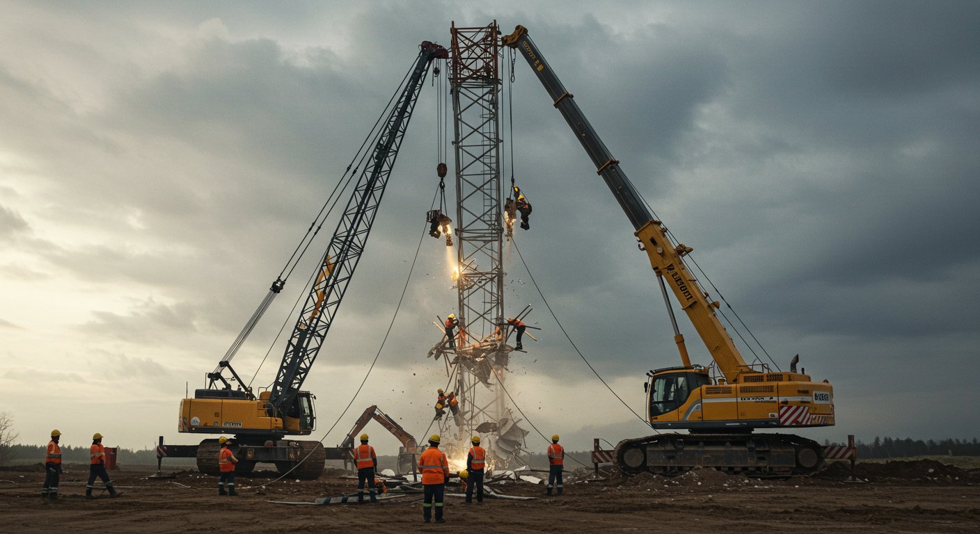 Демонтаж особо прочной башенной вышки