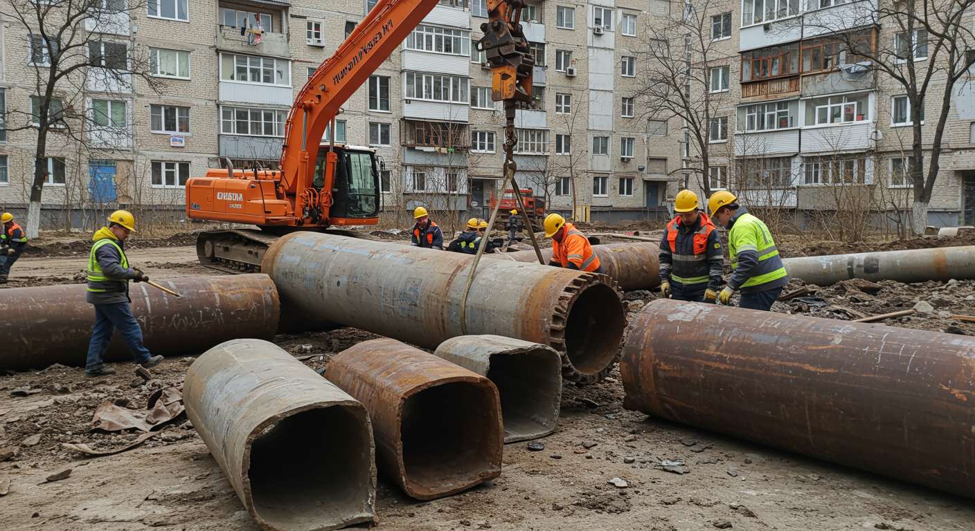 Демонтаж квадратных труб в жилых комплексах