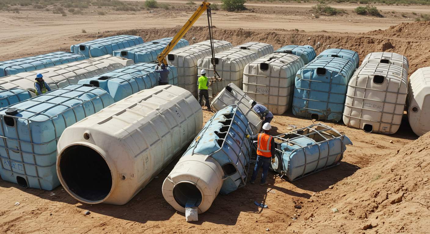 Демонтаж пластиковых резервуаров класса легкой прочности