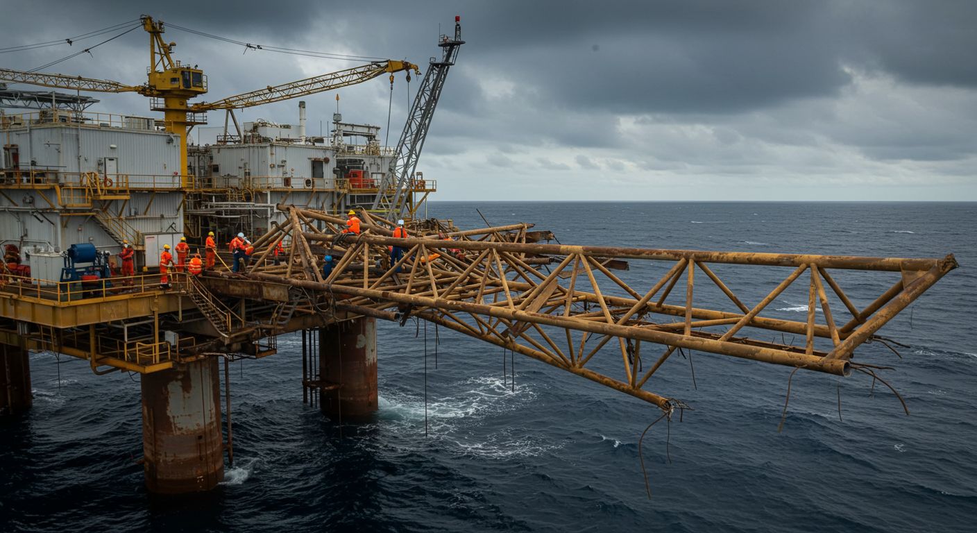Демонтаж металлоконструкций нефтяной платформы