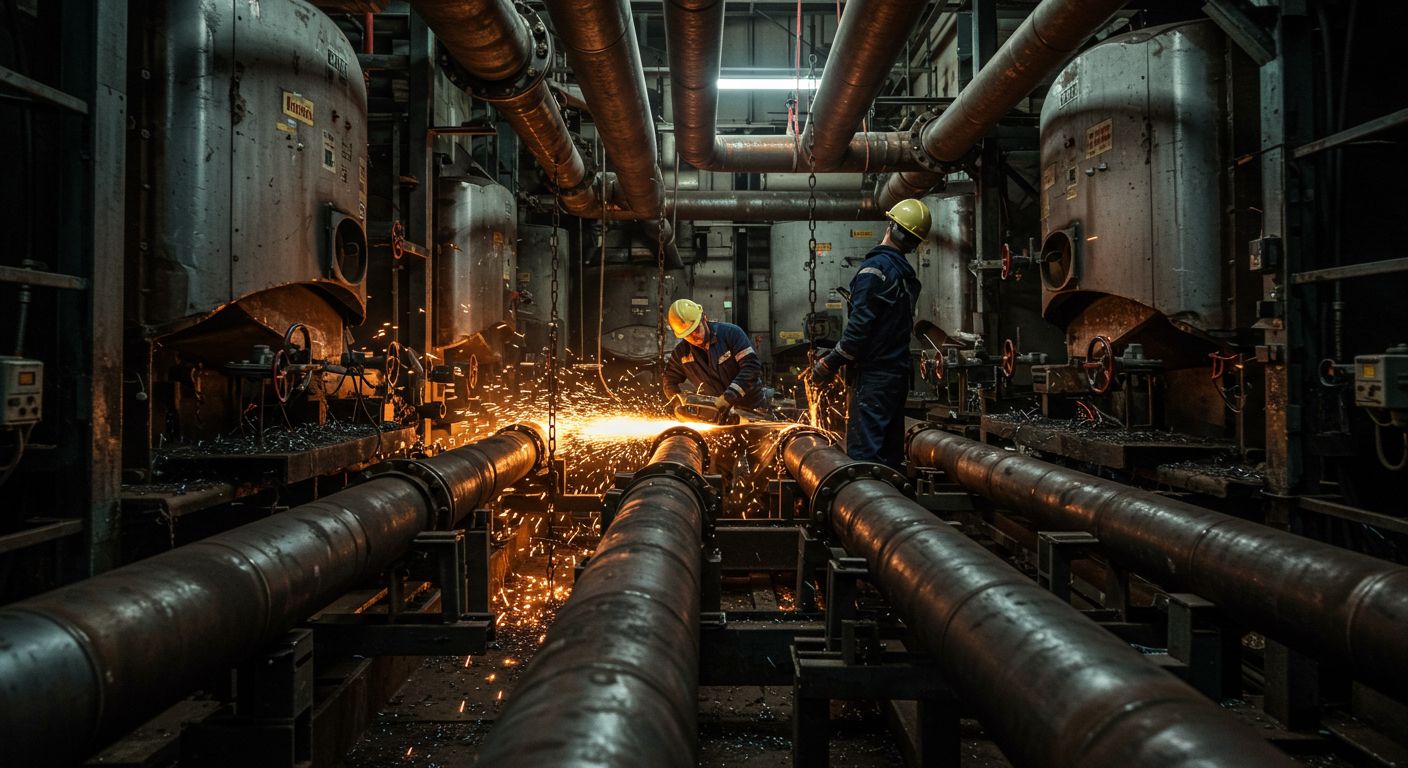 Демонтаж секционных труб в котельной