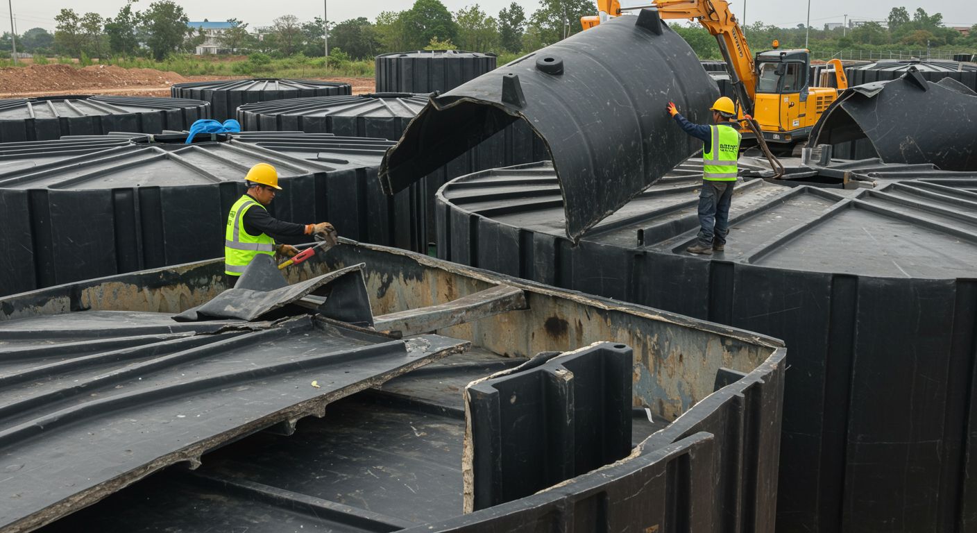 Демонтаж пластиковых резервуаров класса средней прочности