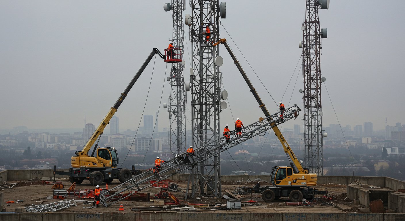 Демонтаж городской радиовышки