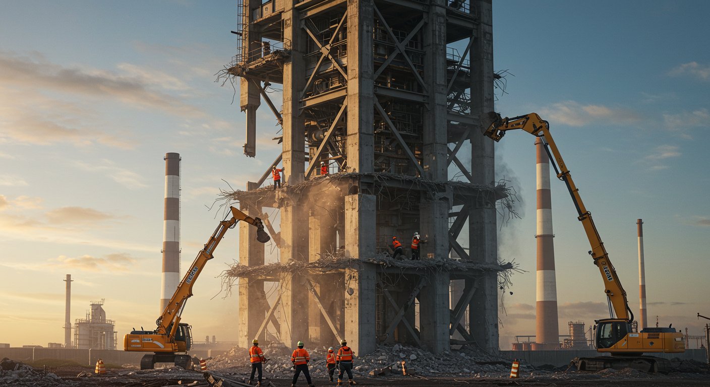 Демонтаж промышленной вышки