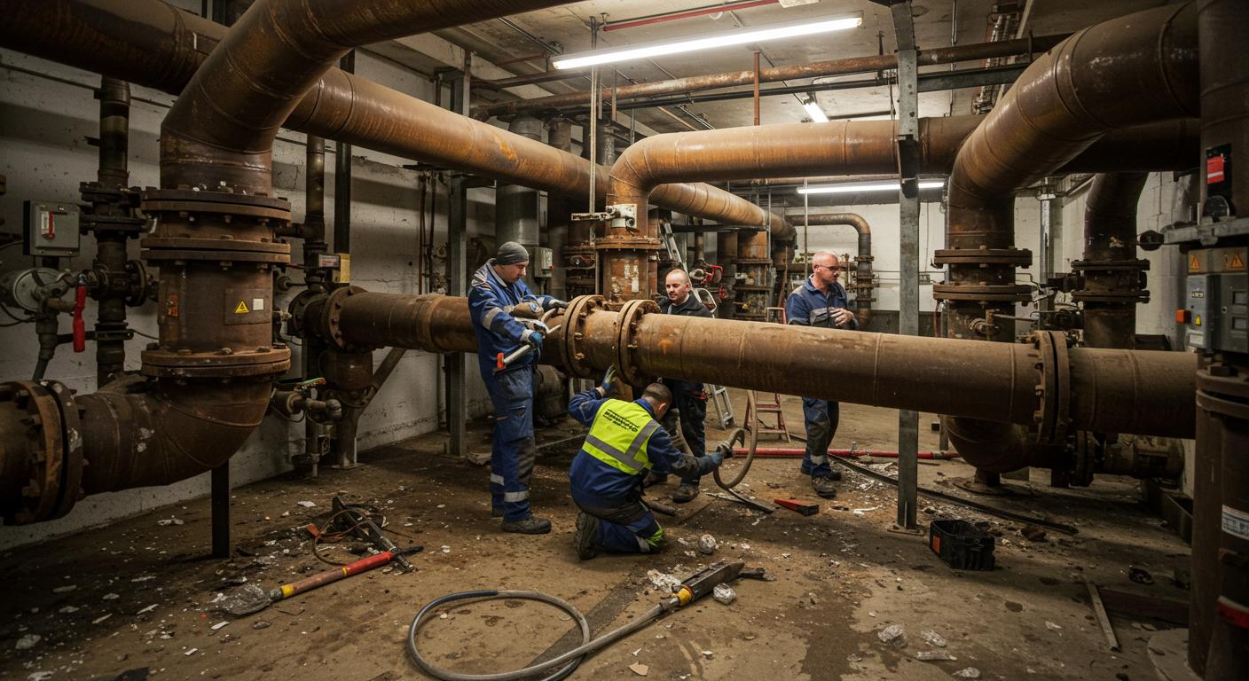 Демонтаж старых труб в системе отопления