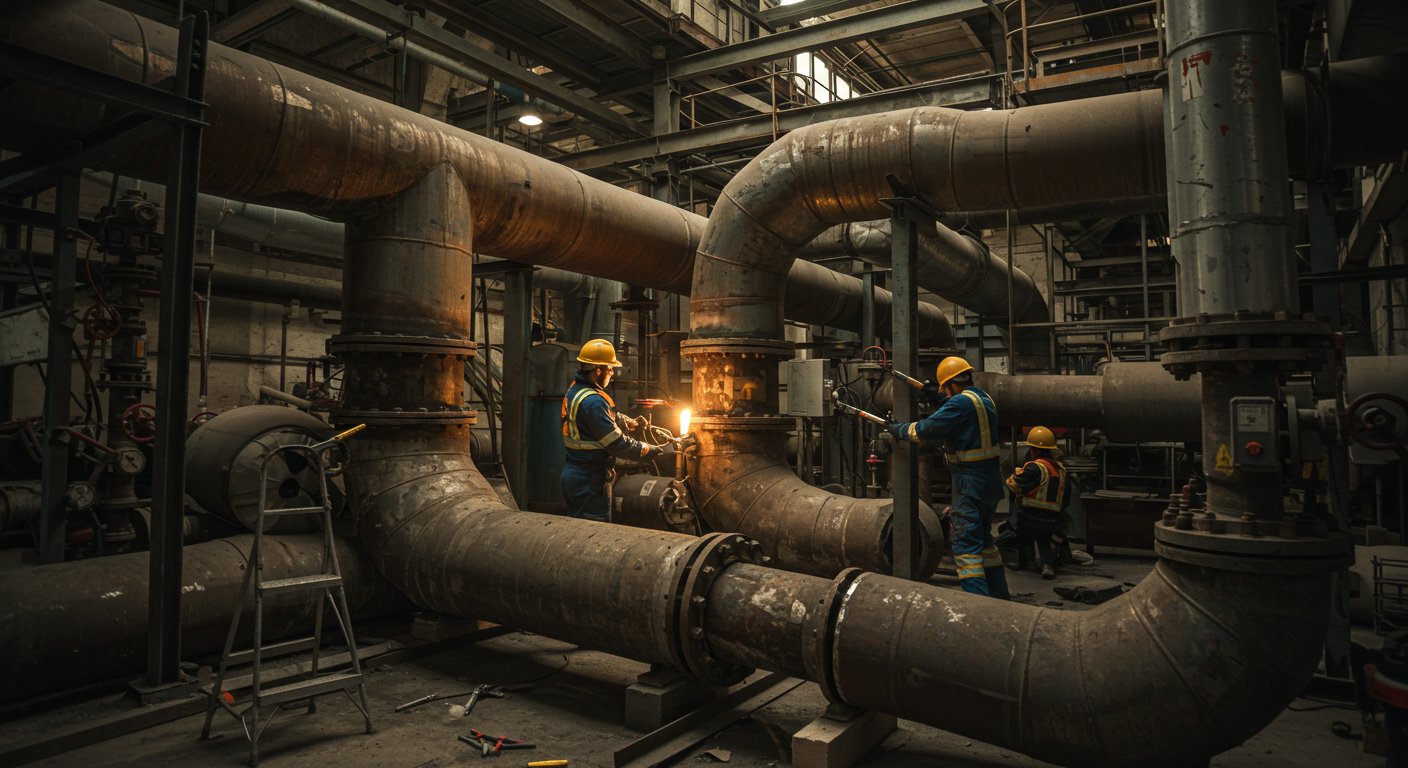 Демонтаж старых труб в системе отопления