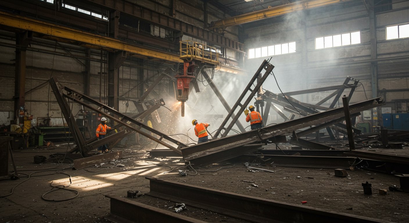 Демонтаж металлоконструкций заводского цеха