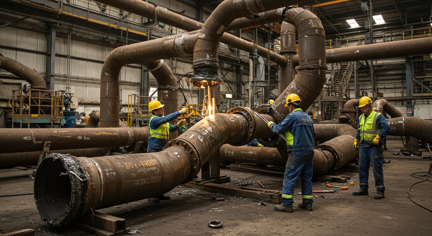 Демонтаж поврежденных металлических труб