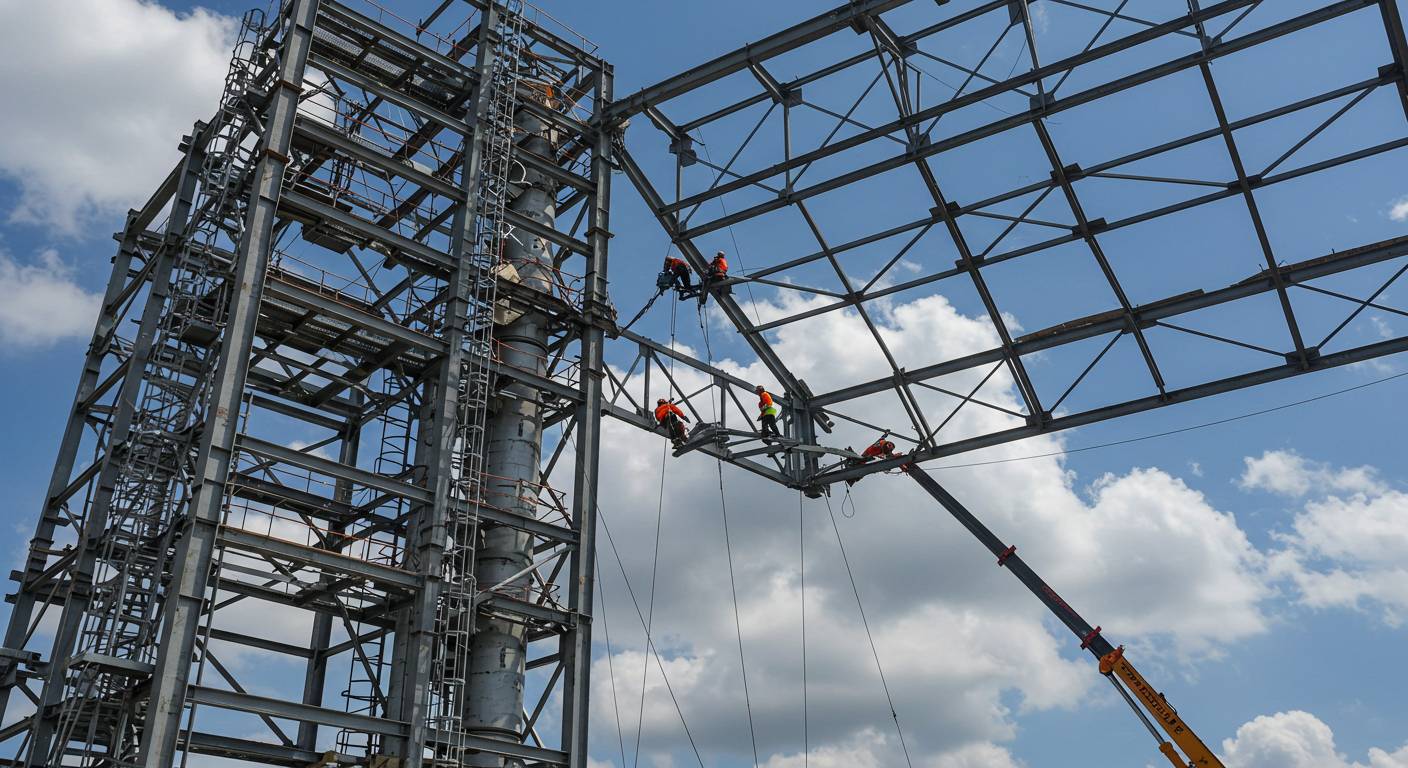 Демонтаж промышленной строительной вышки
