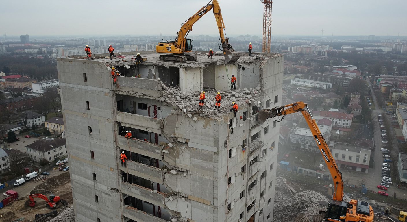 Демонтаж секционной аварийной вышки