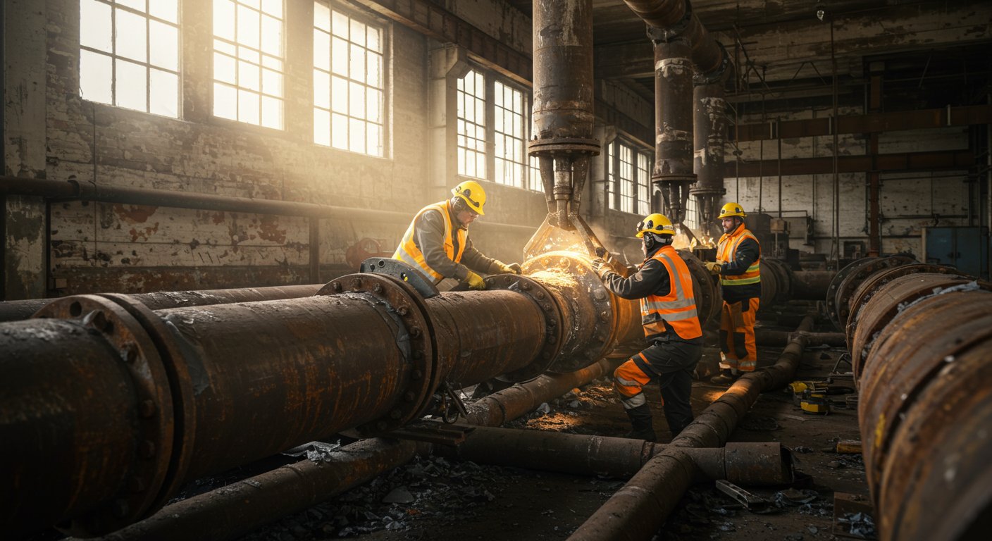 Демонтаж некачественных труб в промышленности