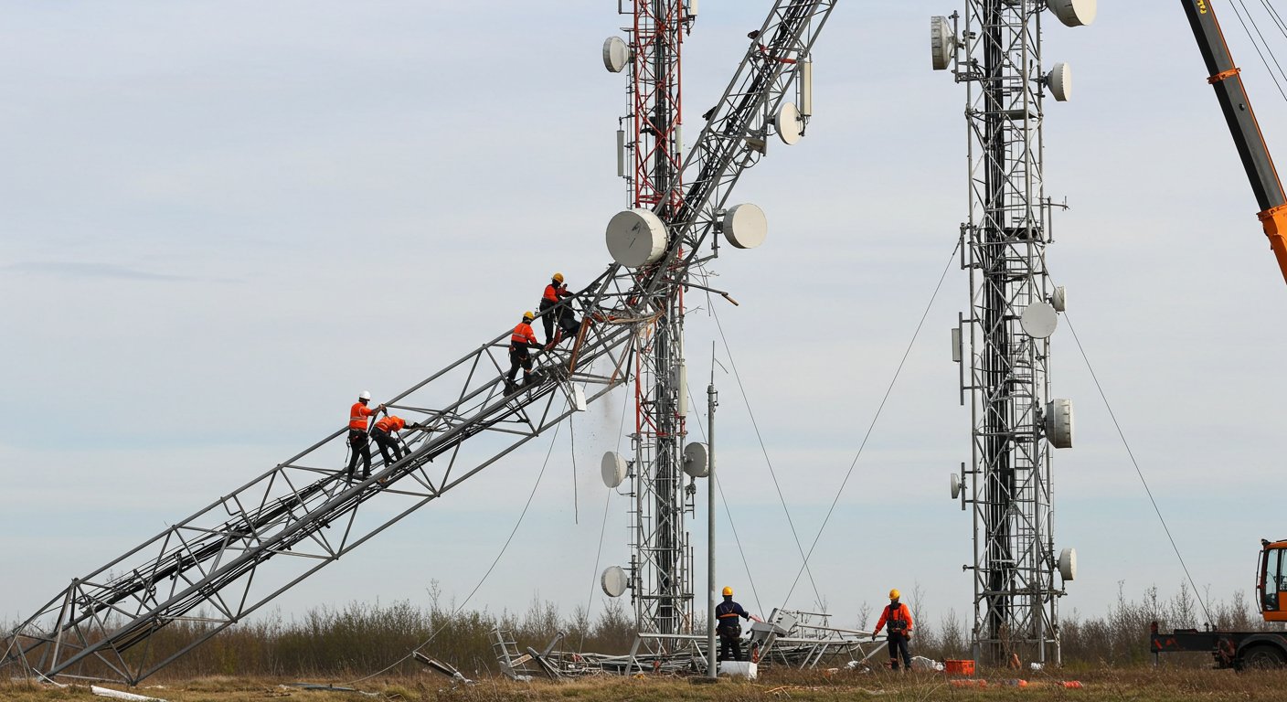 Демонтаж секционных вышек телекоммуникационной отрасли