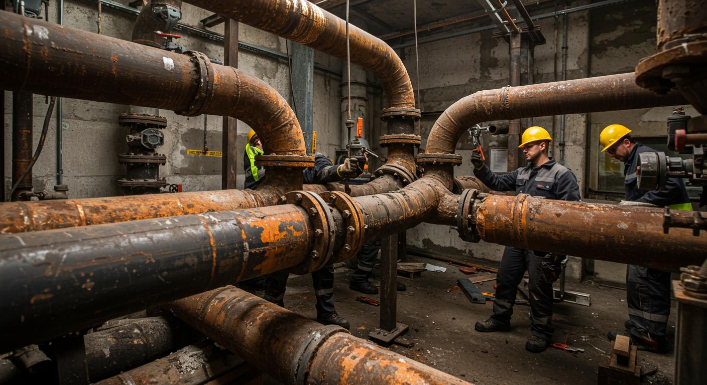 Удаление коррозийных труб отопления