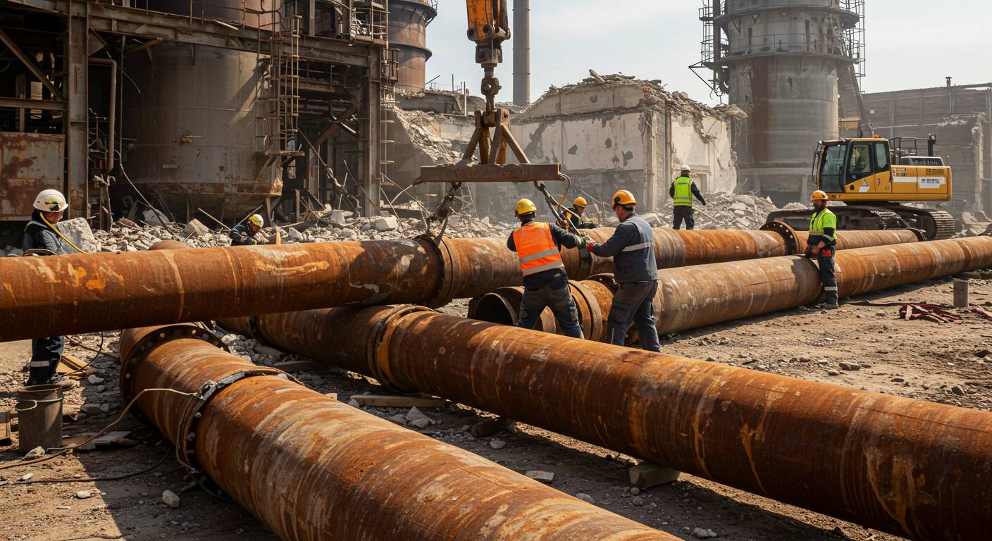 Демонтаж коррозийных труб на промышленном объекте